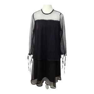 Marc Black Lace Tiered Midi Dress Sz L Lined Romantic Goth Boho Cottagecore